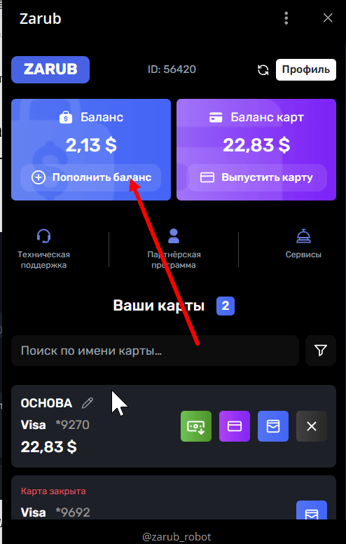 Оплата обычной российской картой
